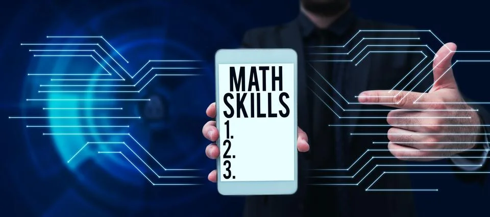 Text caption presenting Math Skills. Word Written on starting to learn how to Stock Photos