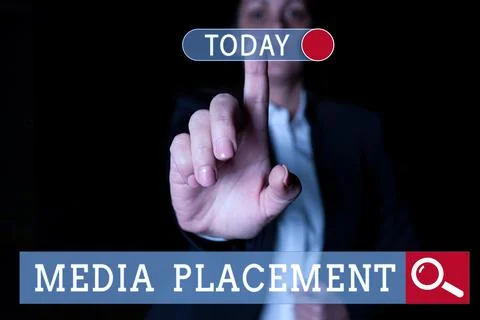 Text caption presenting Media Placement. Word Written on inserting a digital ad Foto stock