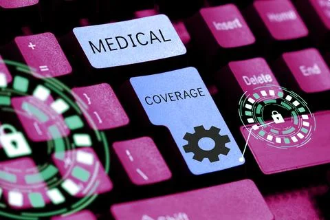 Text caption presenting Medical Coverage. Business approach inclusion within the Stock Photos