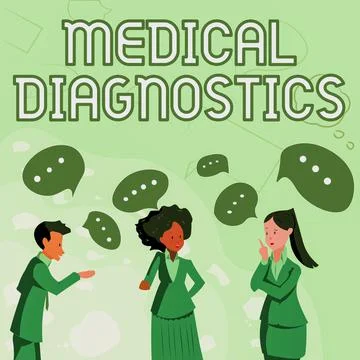 Text caption presenting Medical Diagnostics. Concept meaning a symptom or イラスト素材