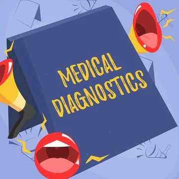Text caption presenting Medical Diagnostics. Business idea a symptom or Illustrazione stock