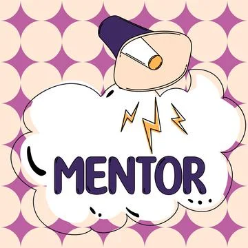 Text caption presenting Mentor. Concept meaning advise or train someone Stock Illustration