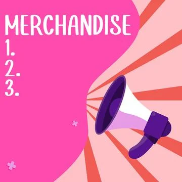 Text caption presenting Merchandise. Word Written on the commodities or goods Stock-Illustration