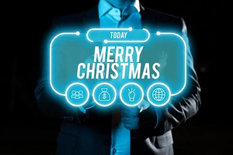 Text caption presenting Merry Christmas. Business idea annual tradition to Stock Photos