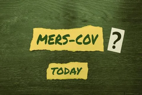 Text caption presenting Mers Cov. Word for viral respiratory illness that first Stock Photos
