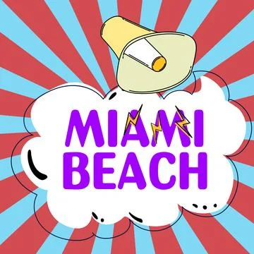 Text caption presenting Miami Beach. Word for the coastal resort city in Miami Stock-Illustration