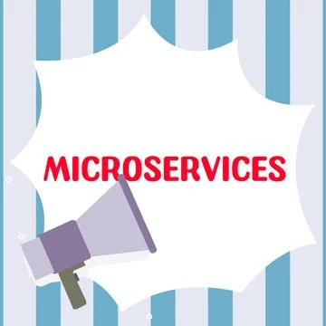 Text caption presenting Microservices. Word for Software development technique Stock-Illustration