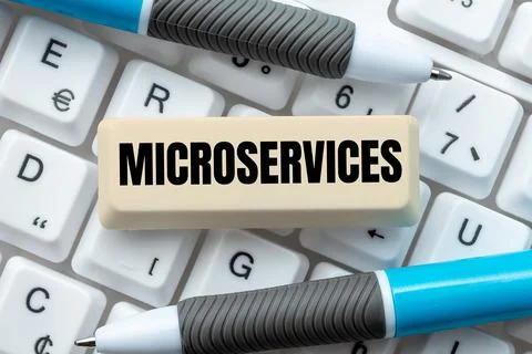 Text caption presenting Microservices. Word Written on Software development Stock Photos