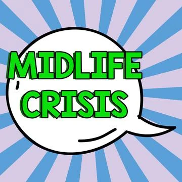 Text caption presenting Midlife Crisis. Word Written on Software development Stock Illustration