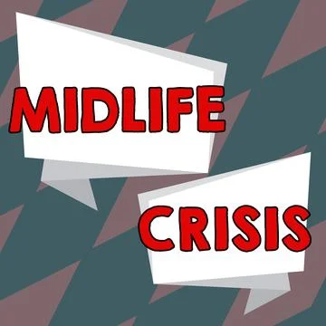 Text caption presenting Midlife Crisis. Concept meaning Software development Illustrazione stock