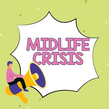 Text caption presenting Midlife Crisis. Business showcase Software development Illustrazione stock