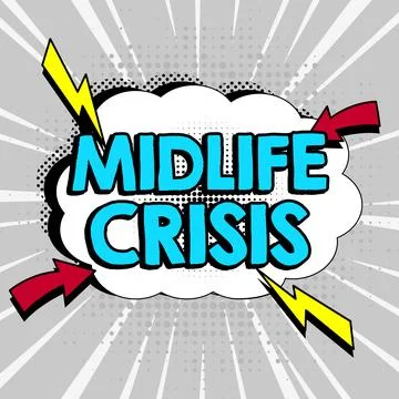 Text caption presenting Midlife Crisis. Concept meaning Software development Illustrazione stock