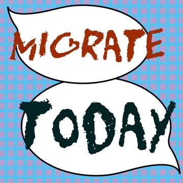 Text caption presenting Migrate. Concept meaning to move or travel from one Illustrazione stock