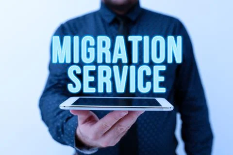 Text caption presenting Migration Service. Business concept moving of company Foto stock