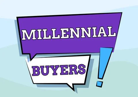 Text caption presenting Millennial Buyers. Business approach Type of consumers Ilustración de archivo