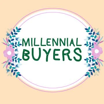 Text caption presenting Millennial Buyers. Internet Concept Type of consumers Stock Illustration