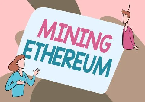 Text caption presenting Mining Ethereum. Business showcase the process of Stock Illustration