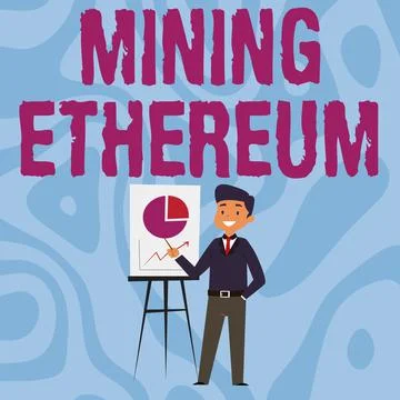 Text caption presenting Mining Ethereum. Concept meaning the process of イラスト素材