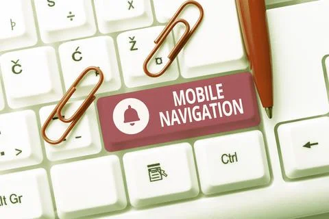 Text caption presenting Mobile Navigation. Internet Concept graphical user Stock Photos