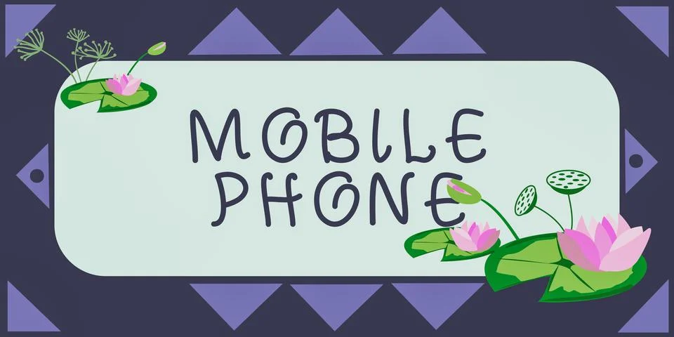 Text caption presenting Mobile Phone. Internet Concept A handheld device used to Stock Illustration