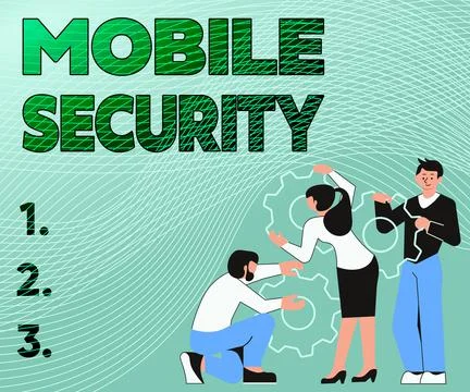 Text caption presenting Mobile Security. Word Written on Protection of mobile Stock Illustration