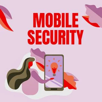 Text caption presenting Mobile Security. Concept meaning Protection of mobile Stock Illustration