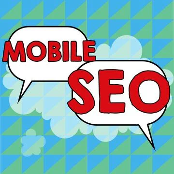 Text caption presenting Mobile Seo. Internet Concept process of optimizing a Illustrazione stock