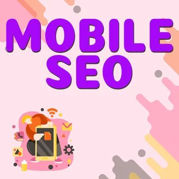 Text caption presenting Mobile Seo. Business idea process of optimizing a Illustrazione stock