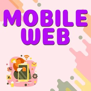 Text caption presenting Mobile Web. Business overview browser-based internet 스톡 일러스트