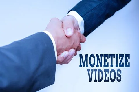 Text caption presenting Monetize Videos. Business approach process of earning Stock Photos