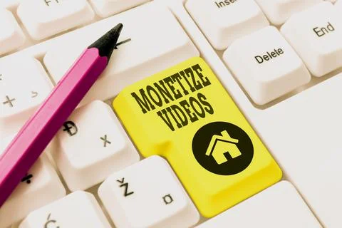 Text caption presenting Monetize Videos. Word Written on process of earning Stock Photos