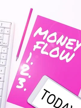 Text caption presenting Money Flow. Business idea the increase or decrease in 스톡 사진