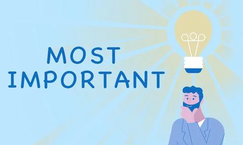 Text caption presenting Most Important. Business concept Greatest or highest Stock Illustration