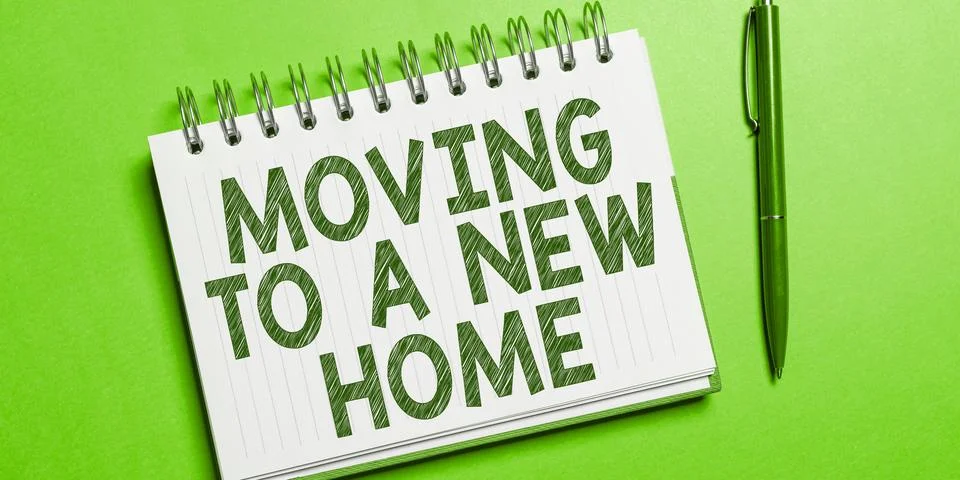 Text caption presenting Moving To A New Home. Business overview help moves the Illustrazione stock
