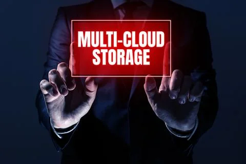 Text caption presenting Multi Cloud Storage. Business overview use of multiple 写真素材