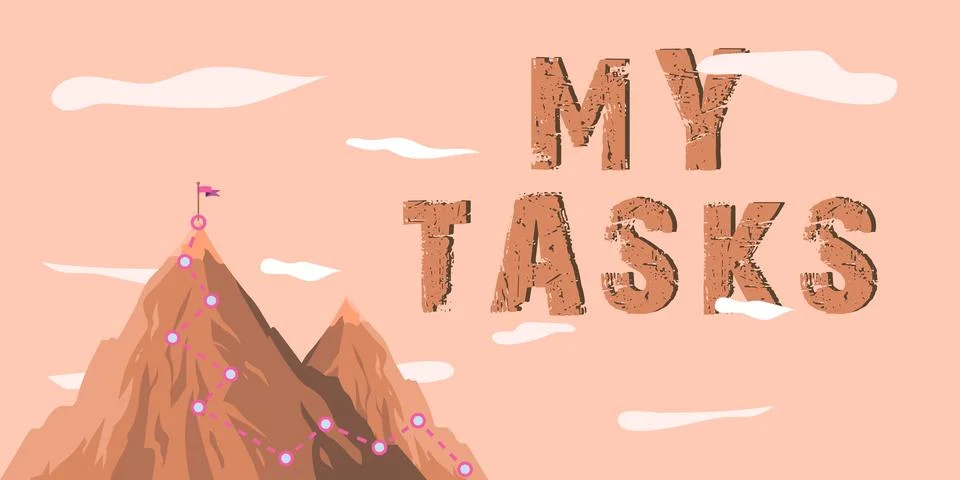 Text caption presenting My Tasks. Word Written on assigned piece of work often Stock Illustration