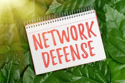 Text caption presenting Network Defense. Word Written on easures to protect and 写真素材