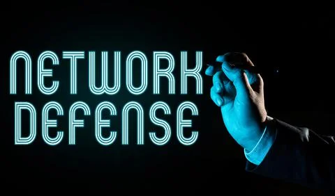 Text caption presenting Network Defense. Word for easures to protect and defend 写真素材