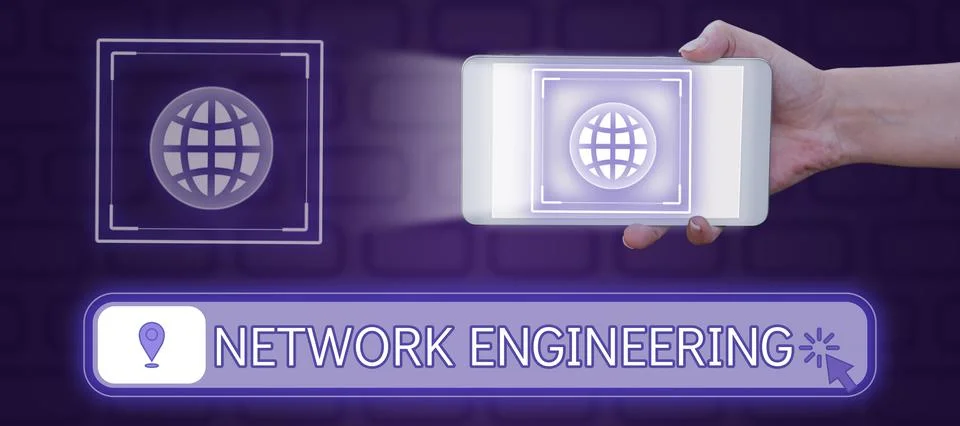 Text caption presenting Network Engineering. Word for professional who has the Stock Photos