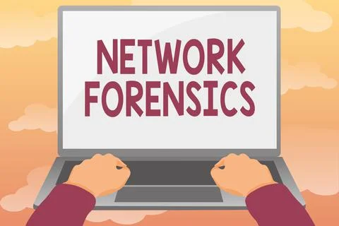Text caption presenting Network Forensics. Business concept monitoring and Stock Illustration