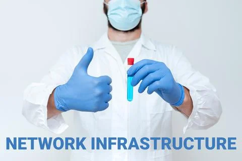 Text caption presenting Network Infrastructure. Business approach Hardware and Stock Photos