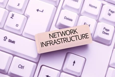 Text caption presenting Network Infrastructure. Word Written on Hardware and Stock Photos