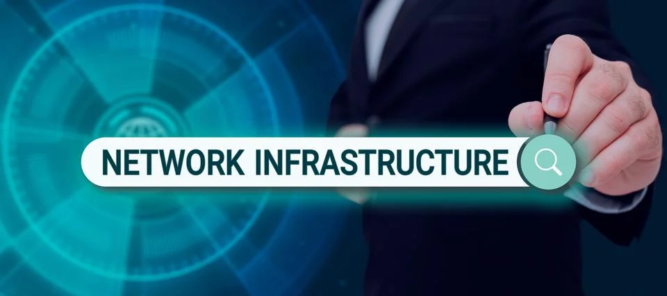 Text caption presenting Network Infrastructure. Business idea Hardware and Stock Photos