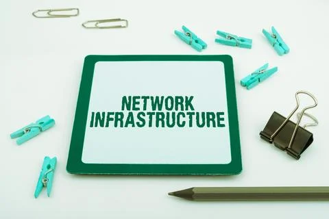Text caption presenting Network Infrastructure. Concept meaning Hardware and Stock Photos