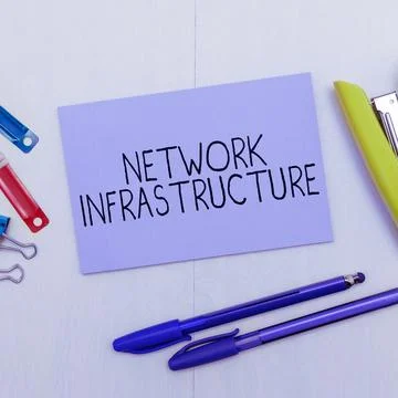 Text caption presenting Network Infrastructure. Conceptual photo Hardware and Stock Photos