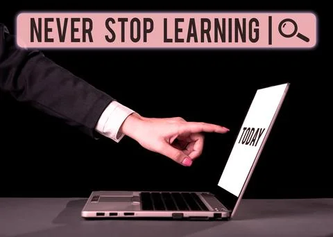 Text caption presenting Never Stop Learning. Business showcase Continue to Foto stock