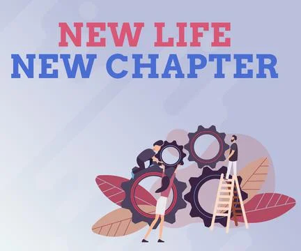 Text caption presenting New Life New Chapter. Business overview modification of Illustrazione stock