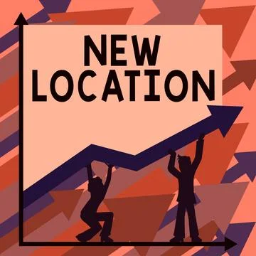 Text caption presenting New Location. Word for Get located on a new place and Illustrazione stock