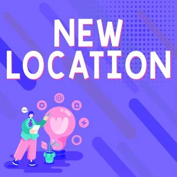 Text caption presenting New Location. Word Written on Get located on a new place Illustrazione stock