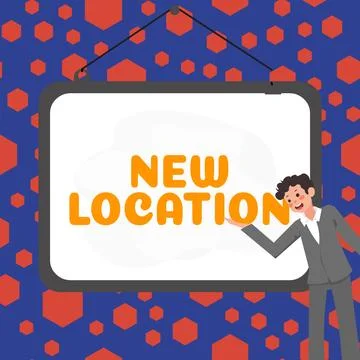 Text caption presenting New Location. Business approach Get located on a new Illustrazione stock